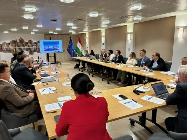 Picture taken on the first meeting of the BCLEAR project. The picture shows the members of the project sitting around a table.