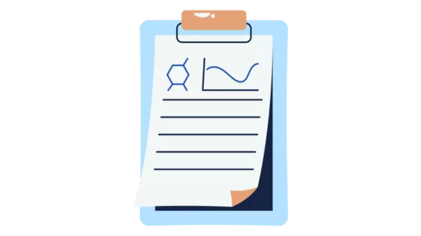 Illustration of a notepad with graphs on it.